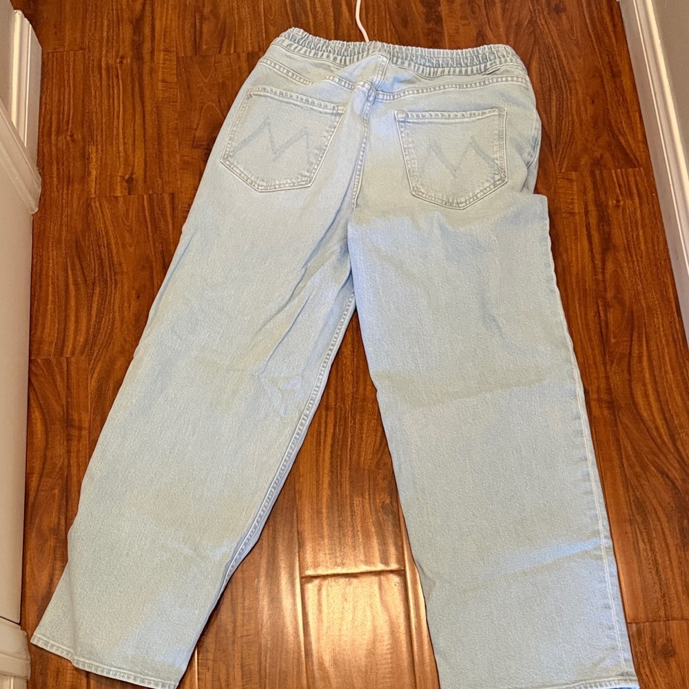 MOTHER Light Blue Wide-Leg Jeans The Drawn Tagger Flood size 28